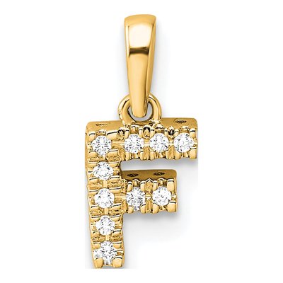 10K Yellow Gold 1/20 ct tw Diamond Letter F Pendant