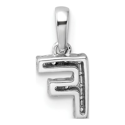 14K White Gold 1/20 ct tw Diamond Letter F Pendant – view 4