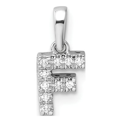 14K White Gold 1/20 ct tw Diamond Letter F Pendant