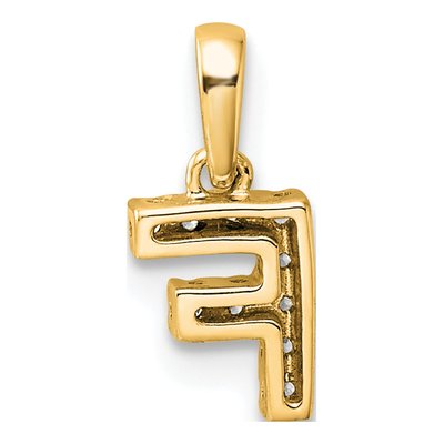 14K Yellow Gold 1/20 ct tw Diamond Letter F Pendant – view 4