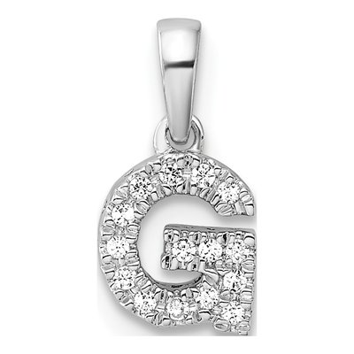 14K White Gold 1/15 ct tw Diamond Letter G Pendant
