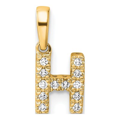 10K Yellow Gold 1/20 ct tw Diamond Letter H Pendant