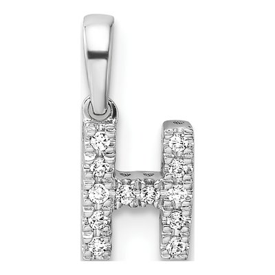 14K White Gold 1/20 ct tw Diamond Letter H Pendant