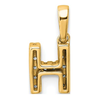 14K Yellow Gold 1/20 ct tw Diamond Letter H Pendant – view 4
