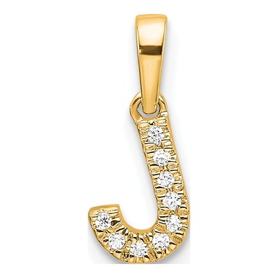 10K Yellow Gold 1/20 ct tw Diamond Letter J Pendant