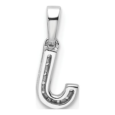 14K White Gold Diamond Letter J Pendant – view 4