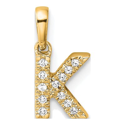 10K Yellow Gold 1/20 ct tw Diamond Letter K Pendant