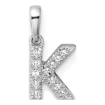14K White Gold 1/20 ct tw Diamond Letter K Pendant