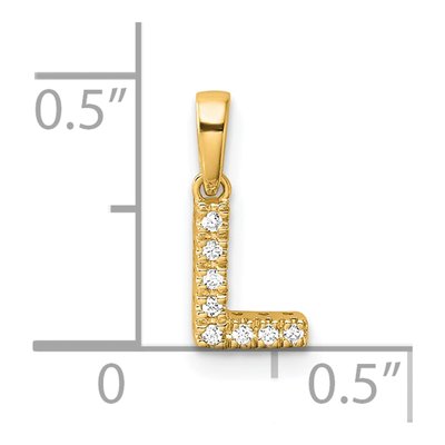 10K Yellow Gold 1/20 ct tw Diamond Letter L Pendant – view 2