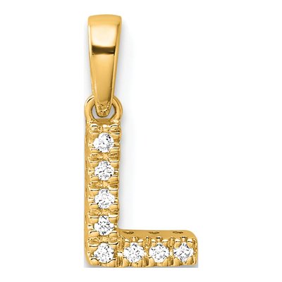 14K Yellow Gold Diamond Letter L Pendant