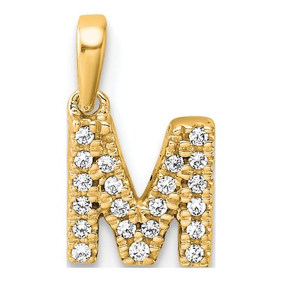 10K Yellow Gold 1/10 ct tw Diamond Letter M Pendant
