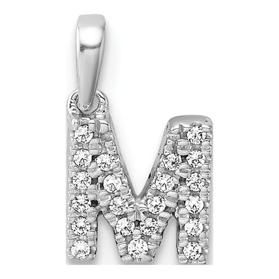 14K White Gold 0.09 ct tw Diamond Letter M Pendant