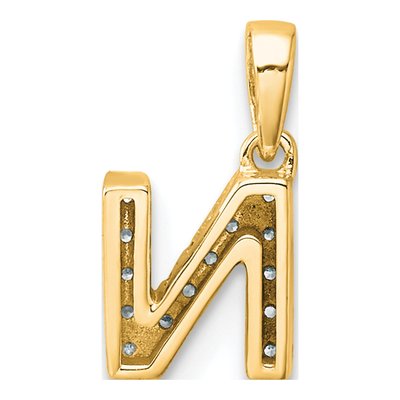 10K Yellow Gold 1/15 ct tw Diamond Letter N Pendant – view 4