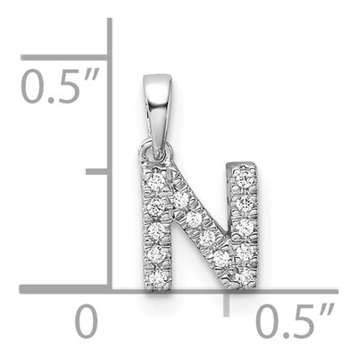14K White Gold 1/15 ct tw Diamond Letter N Pendant – view 5