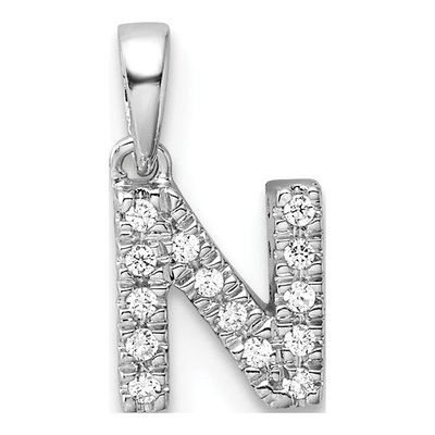 14K White Gold 1/15 ct tw Diamond Letter N Pendant