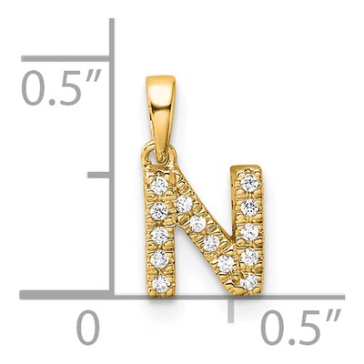 14K Yellow Gold 1/15 ct tw Diamond Letter N Pendant – view 5