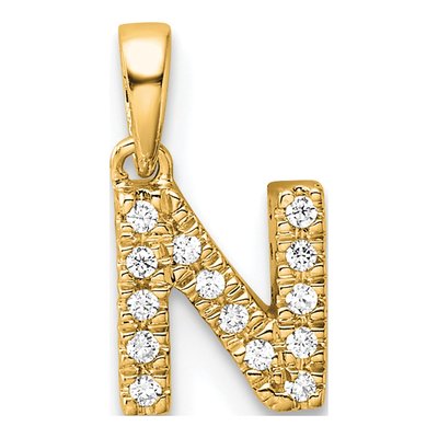 14K Yellow Gold 1/15 ct tw Diamond Letter N Pendant