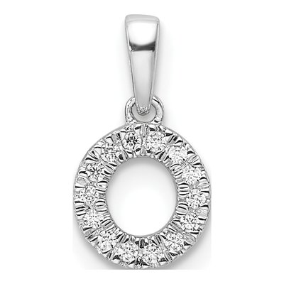 14K White Gold 1/15 ct tw Diamond Letter O Pendant