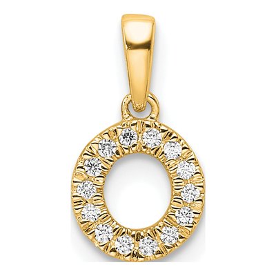 14K Yellow Gold 1/15 ct tw Diamond Letter O Pendant