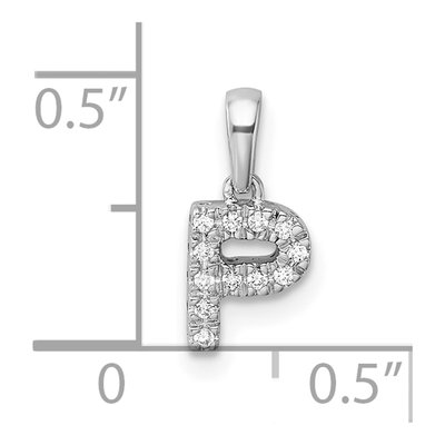 14K White Gold 1/20 ct tw Diamond Letter P Pendant – view 5