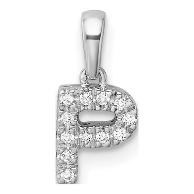 14K White Gold 1/20 ct tw Diamond Letter P Pendant