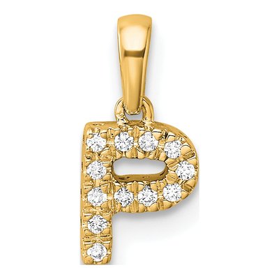 14K Yellow Gold 1/20 ct tw Diamond Letter P Pendant