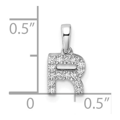 14K White Gold 1/15 ct tw Diamond Letter R Pendant – view 5