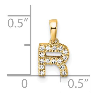 14K Yellow Gold 1/15 ct tw Diamond Letter R Pendant – view 5