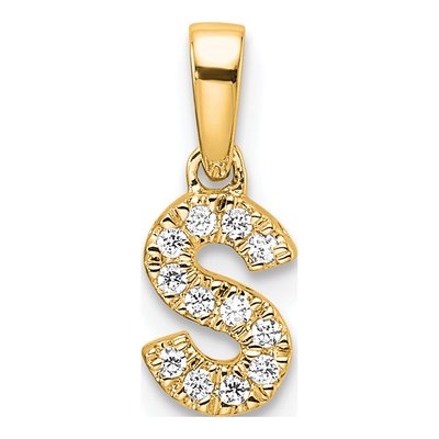 10K Yellow Gold 1/20 ct tw Diamond Letter S Pendant