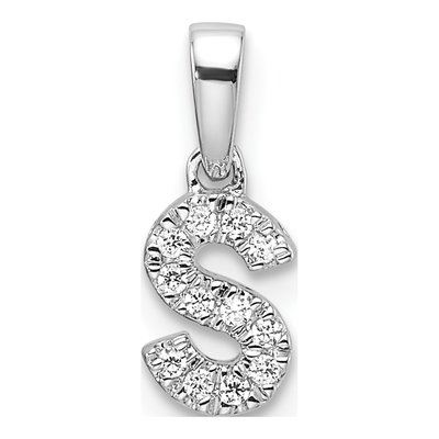 14K White Gold 1/20 ct tw Diamond Letter S Pendant