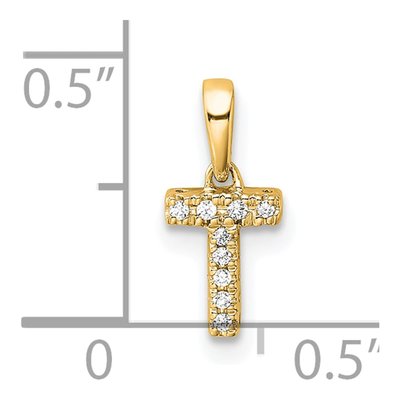 10K Yellow Gold 1/20 ct tw Diamond Letter T Pendant – view 2