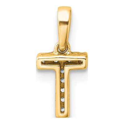 10K Yellow Gold 1/20 ct tw Diamond Letter T Pendant – view 4