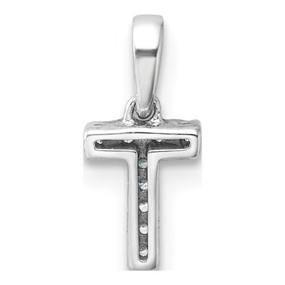 14K White Gold Diamond Letter T Pendant – view 3
