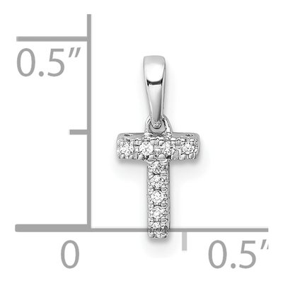 14K White Gold Diamond Letter T Pendant – view 4