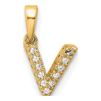 10K Yellow Gold 1/20 ct tw Diamond Letter V Pendant