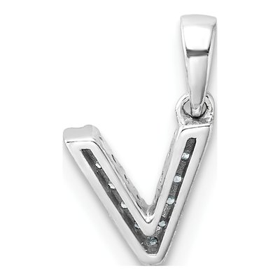 14K White Gold Diamond Letter V Pendant – view 4