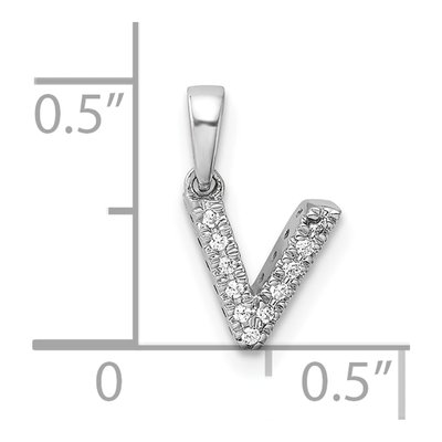 14K White Gold Diamond Letter V Pendant – view 5