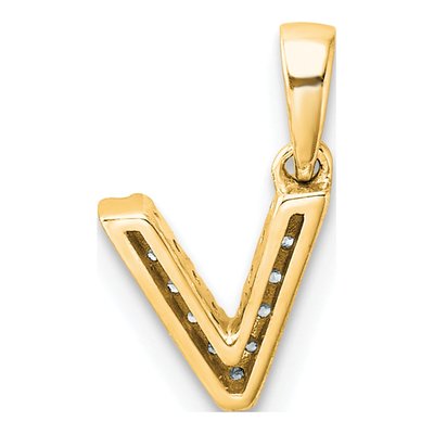 14K Yellow Gold Diamond Letter V Pendant – view 4