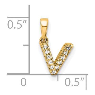 14K Yellow Gold Diamond Letter V Pendant – view 5