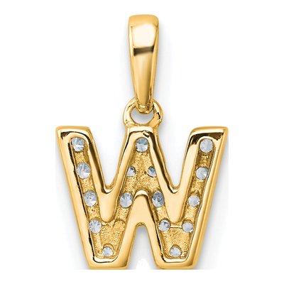 10K Yellow Gold 1/10 ct tw Diamond Letter W Pendant – view 4