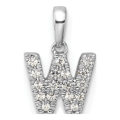14K White Gold 0.11 ct tw Diamond Letter W Pendant