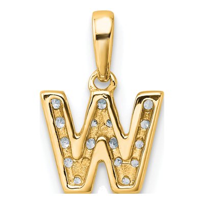 14K Yellow Gold 0.11 ct tw Diamond Letter W Pendant – view 4