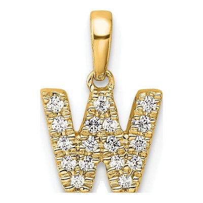14K Yellow Gold 0.11 ct tw Diamond Letter W Pendant
