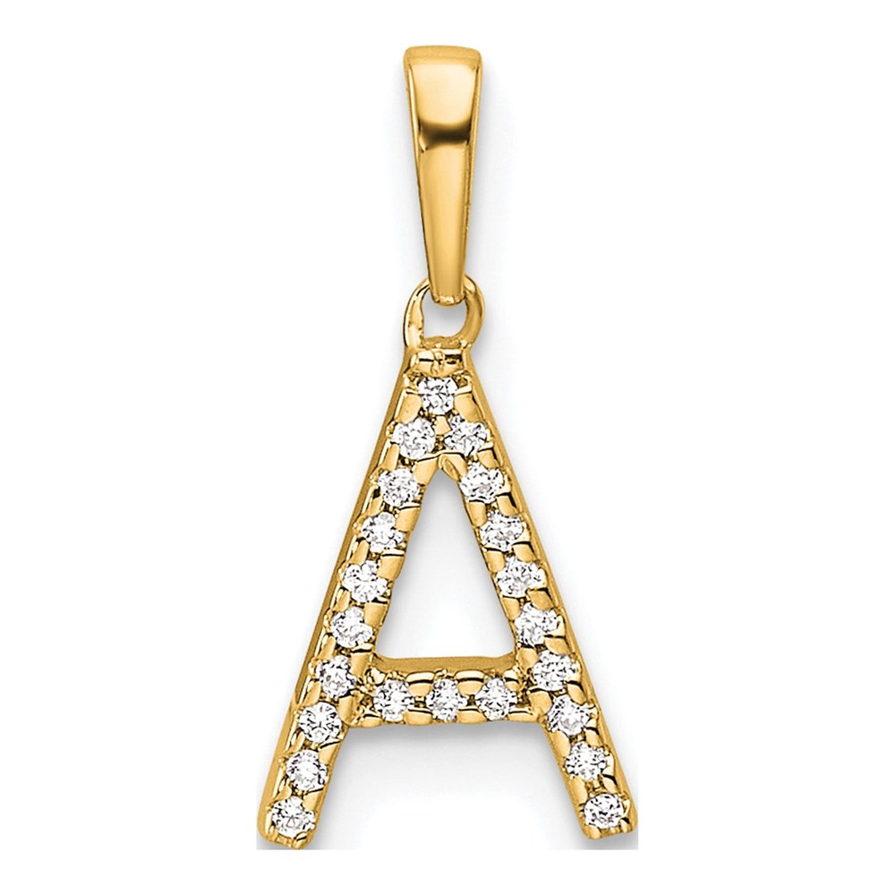 10K Yellow Gold 1/15 ct tw Diamond Letter A Pendant