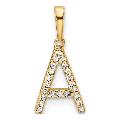 10K Yellow Gold 1/15 ct tw Diamond Letter A Pendant