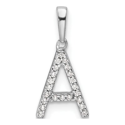 14K White Gold 1/15 ct tw Diamond Letter A Pendant