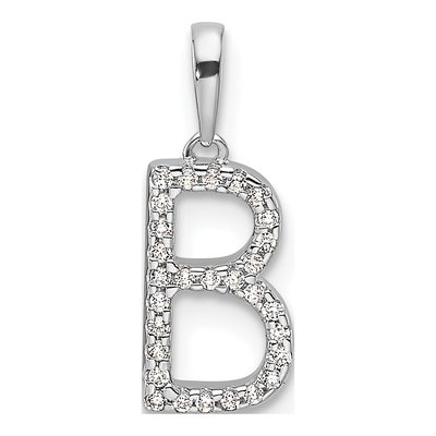 14K White Gold 0.09 ct tw Diamond Letter B Pendant