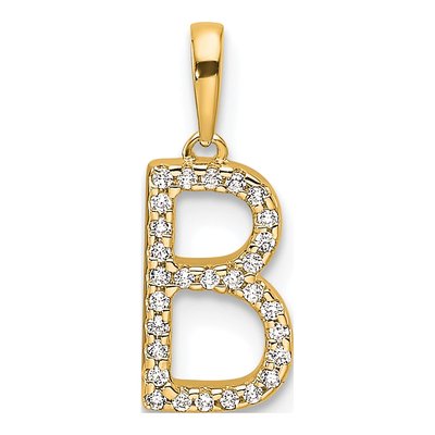 14K Yellow Gold 0.09 ct tw Diamond Letter B Pendant