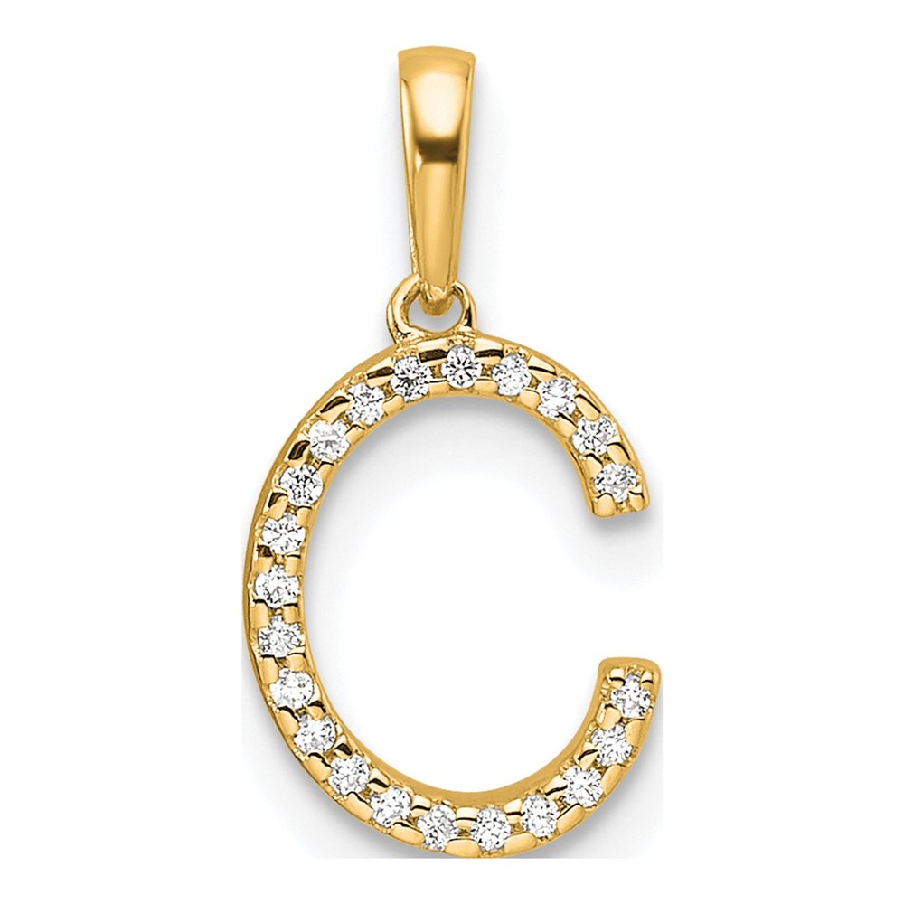 10K Yellow Gold 1/15 ct tw Diamond Letter C Pendant