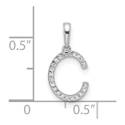 14K White Gold 1/15 ct tw Diamond Letter C Pendant – view 4